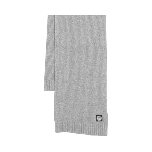 Compass-Patch Ribbed-Knit Scarf