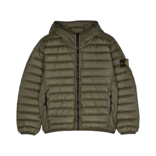 Compass-Patch Hooded Padded Jacket