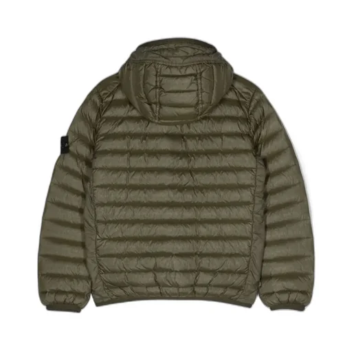 Compass-Patch Hooded Padded Jacket