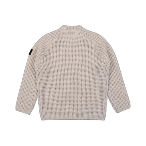 Compass-Patch Waffle-Knit Jumper