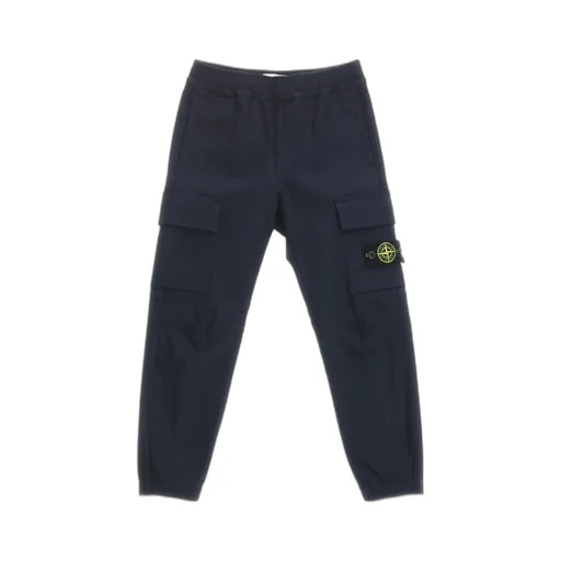 Compass-Badge Elastic-Waist Cargo Trousers