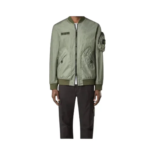 Logo Patch Zip-Up Bomber Jacket