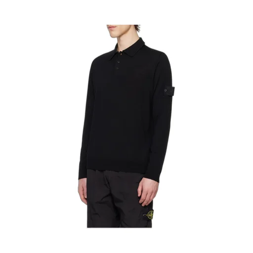 Logo Patch Long Sleeved Polo Shirt