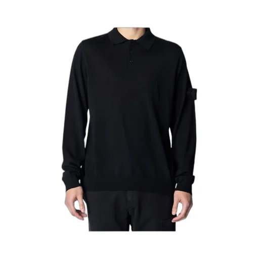 Logo Patch Long Sleeved Polo Shirt