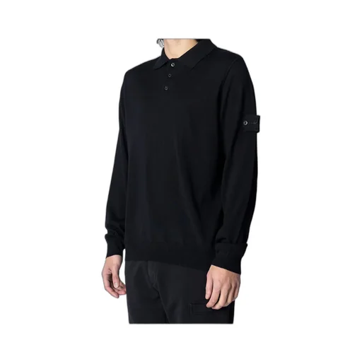 Logo Patch Long Sleeved Polo Shirt