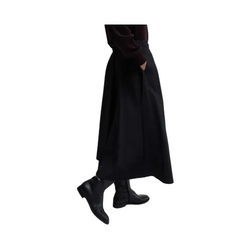Pleated A-Line Midi Skirt