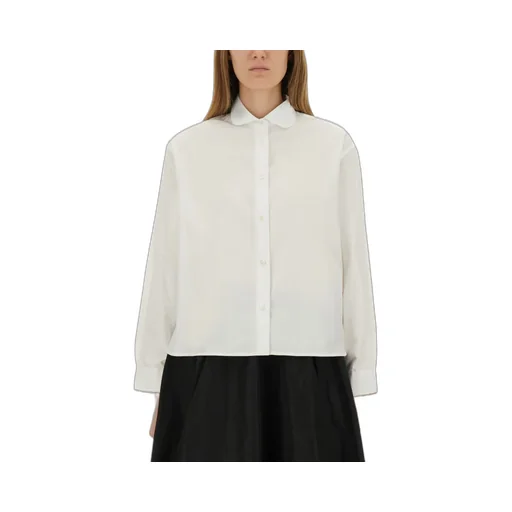 Striped Curved Hem Blouse
