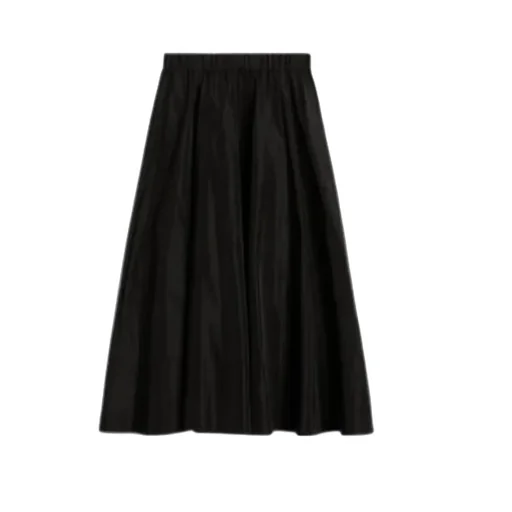 Pleated A-Line Midi Skirt
