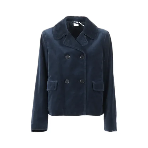 Double-Breasted Velvet-Texture Jacket