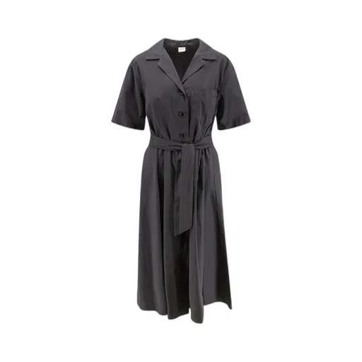 V-Neck Belted Dress