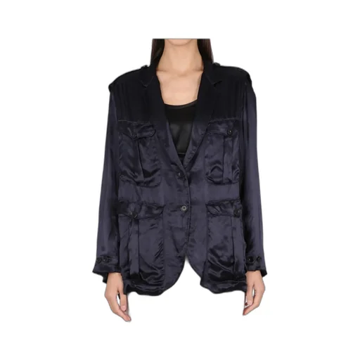 High-Shine Finish Single-Breasted Blazer