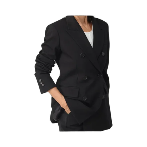 Flap-Pocketed Double-Breasted Blazer