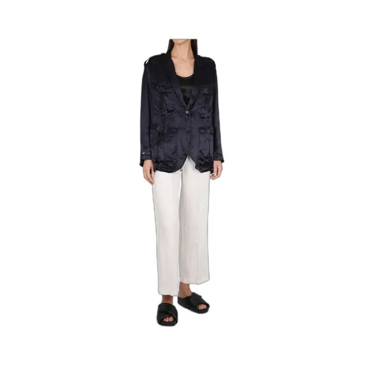 High-Shine Finish Single-Breasted Blazer