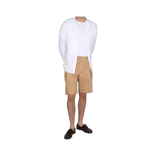 Buttoned Straight-Leg Cargo Shorts
