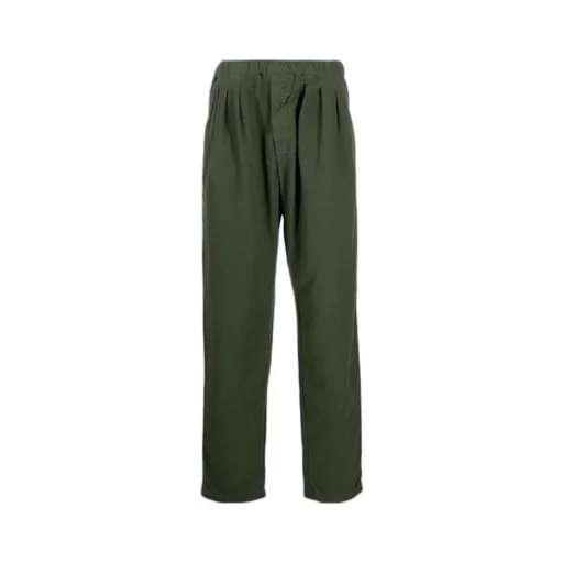 Pleated Straight-Leg Cotton Trousers