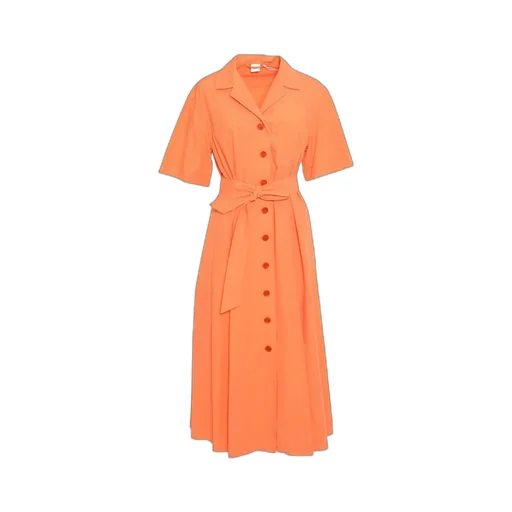 V-Neck Belted Dress