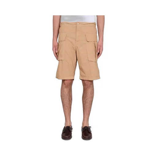 Buttoned Straight-Leg Cargo Shorts