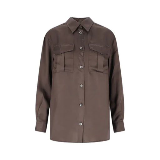 Long-Sleeved Curved Hem Shirt