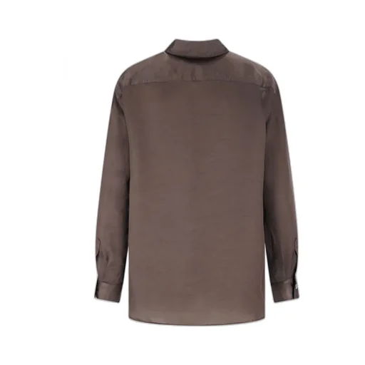 Long-Sleeved Curved Hem Shirt