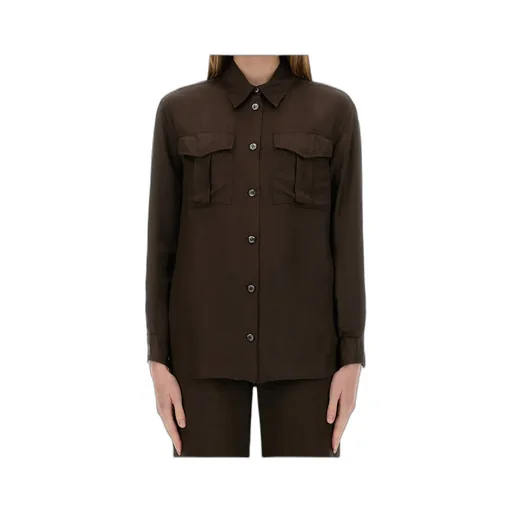 Long-Sleeved Curved Hem Shirt