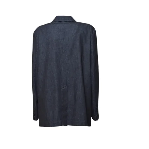 Double-Breasted Long Sleeved Denim Blazer