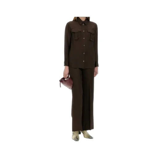 Long-Sleeved Curved Hem Shirt