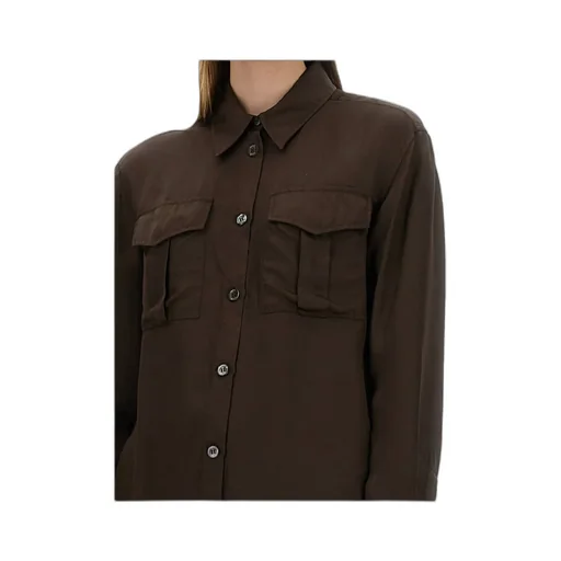 Long-Sleeved Curved Hem Shirt