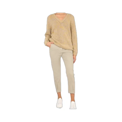Long-Sleeved V-Neck Knit Jumper