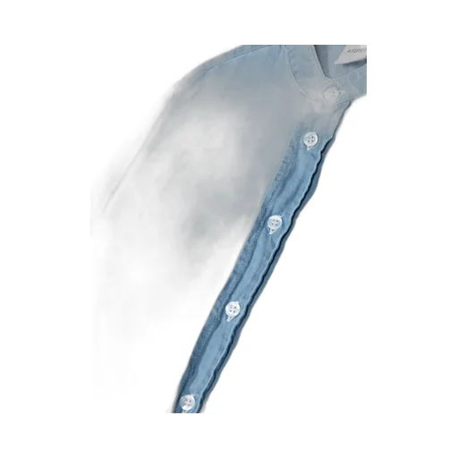 Band-Collar Denim Shirt
