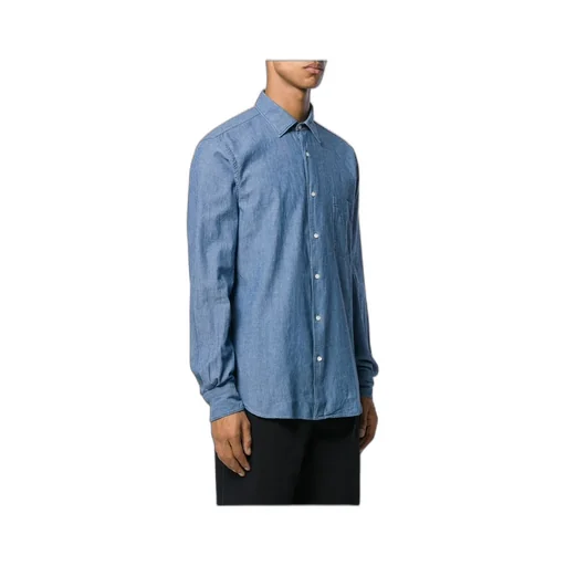 Buttoned Long-Sleeved Denim Shirt