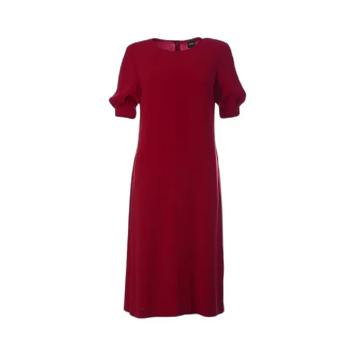 Button-Embellished Puff Sleeve Dress