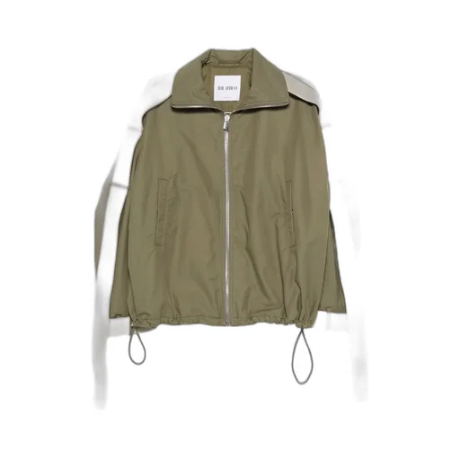 String-Detail Zipped Bomber Jacket