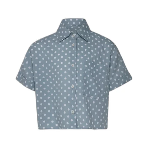 Polka Dot-Print Cropped Shirt