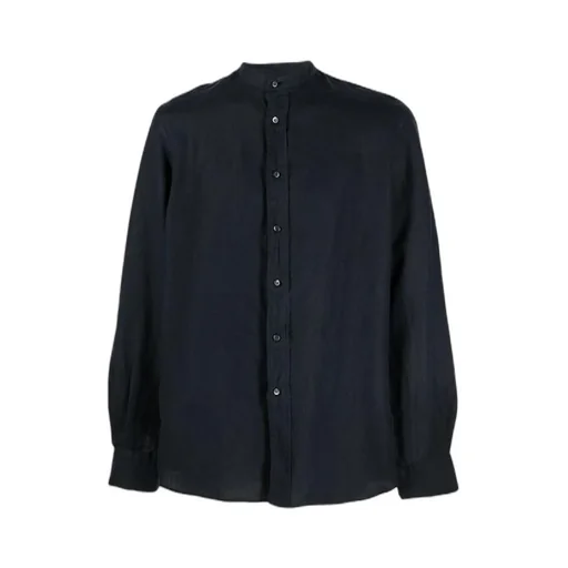 Band-Collar Linen Shirt