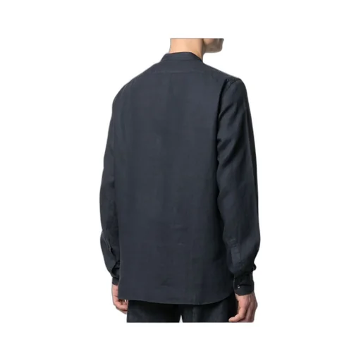 Band-Collar Linen Shirt