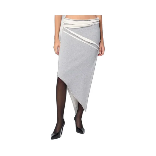 Logo Printed Asymmetric Layered Skirt