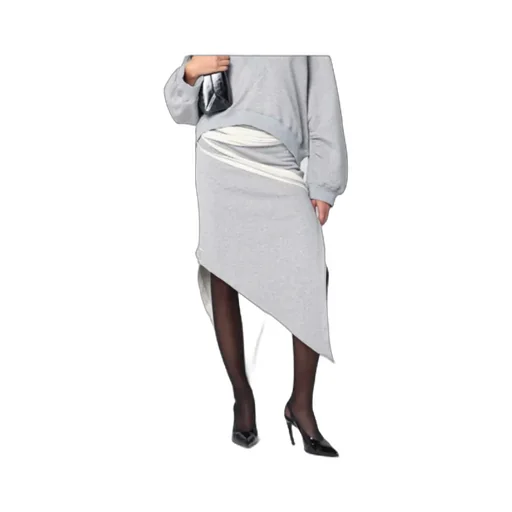 Logo Printed Asymmetric Layered Skirt