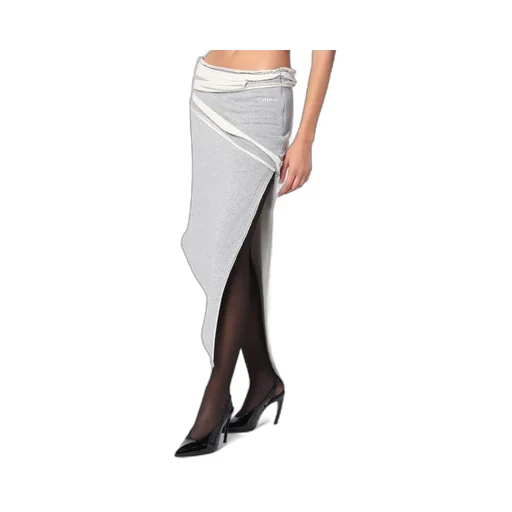 Logo Printed Asymmetric Layered Skirt