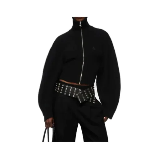 Zip-Front Ribbed-Knit Cardigan