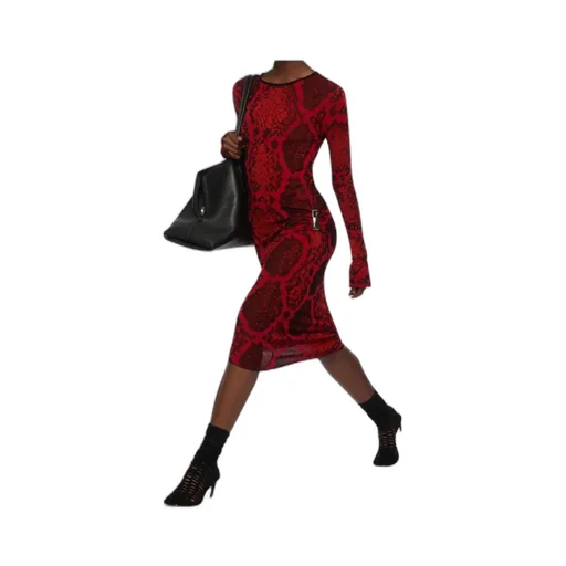 Python Pattern Jacquard Midi Dress