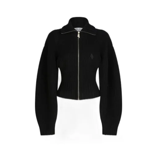 Zip-Front Ribbed-Knit Cardigan