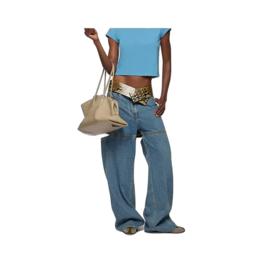 Wide-Leg Cut-Out Detail Jeans