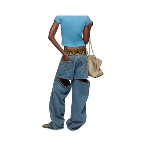 Wide-Leg Cut-Out Detail Jeans