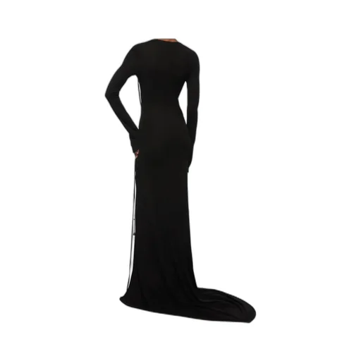 Lace-Up Long-Sleeved Maxi Dress