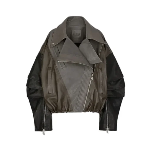 Multicolor Leather Bomber Jacket