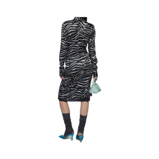 Zebra Printed Satin Midi Skirt