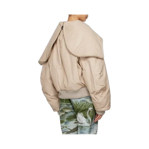 Padded Leather Bomber Jacket