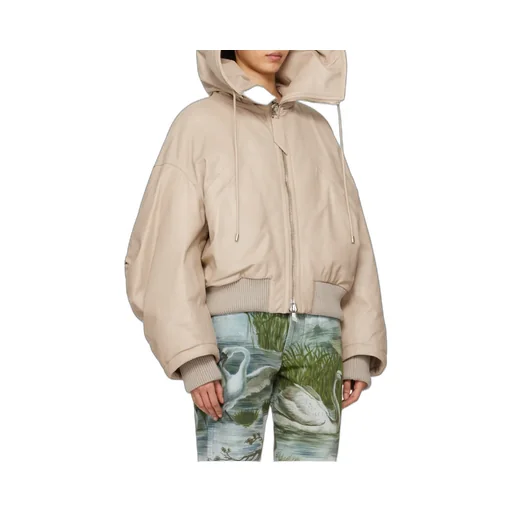 Padded Leather Bomber Jacket