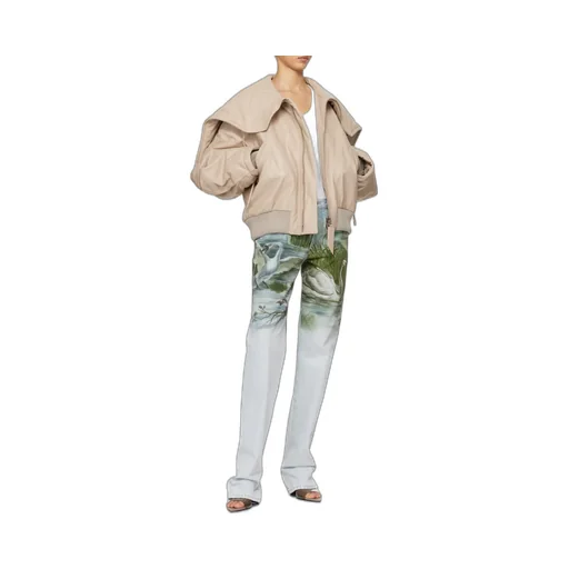 Padded Leather Bomber Jacket