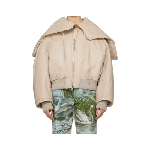 Padded Leather Bomber Jacket